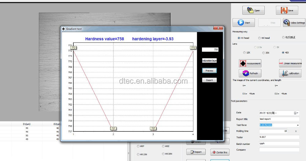 DTEC DHV-1000DT Touch screen Micro Vickers Hardness Tester Desktop Type for Metal Hardness Test CCD camera and software